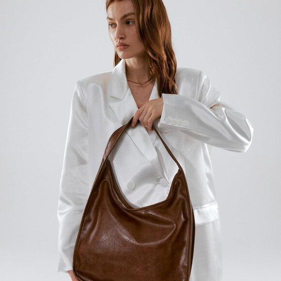 Hobo Purse, PU Leather Shoulder Bag, Tote Handbag for Work and Travel - Picture 8 of 9